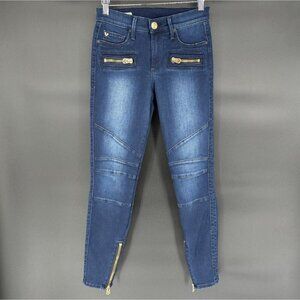 True Religion Women's Halle Mid Rise Super Skinny Jeans 26 Dark Wash USA